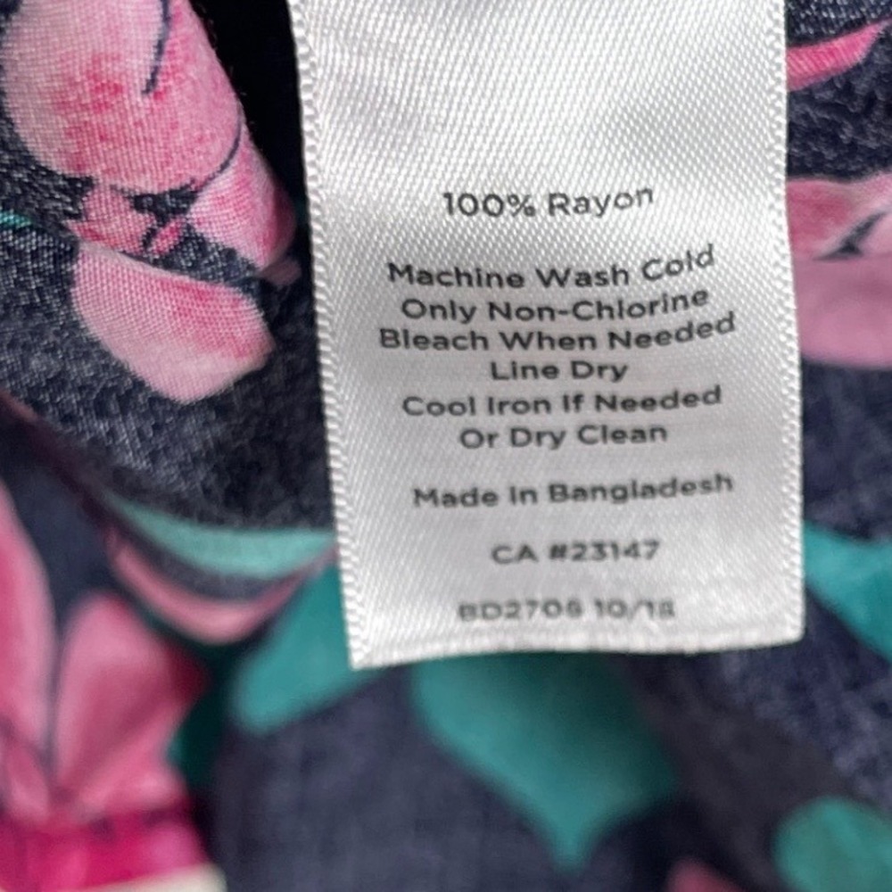 Talbots Floral Popover Top Womens 2X Pink Green Romantic Preppy - Picture 7 of 9